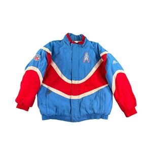 Vintage Apex One Puffer Jacket Mens XL Blue Houston Oilers NFL 90s Pro Line Logo